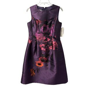 Teri Jon Purple Sheath Mini Dress Sleeveless Crew Neck
